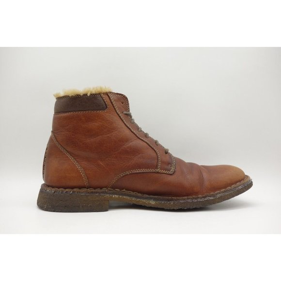 Johnston Murphy Brown Leather Lace Up Faux Fur Lined Ankle Boots Shoes Men\'s 9 M main image 5